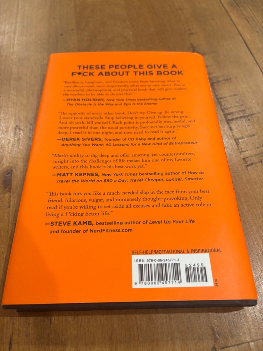 The Subtle Art of Not Giving a F*ck by Mark Manson - Orange Cover - Picture 3 of 3